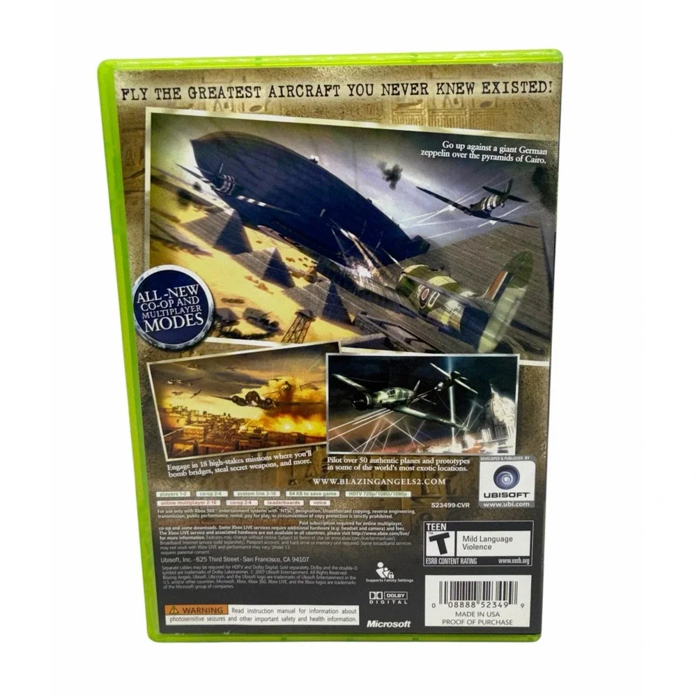 Blazing Angels 2: Secret Missions of WWII (Microsoft Xbox 360) CIB Tested